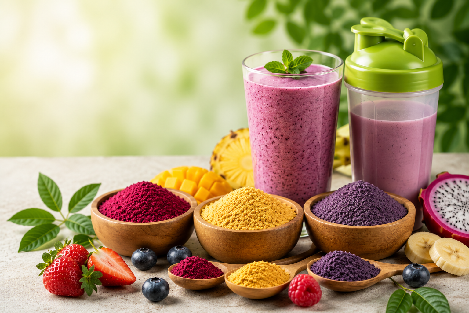 Natural fruit powders used in smoothies and supplements