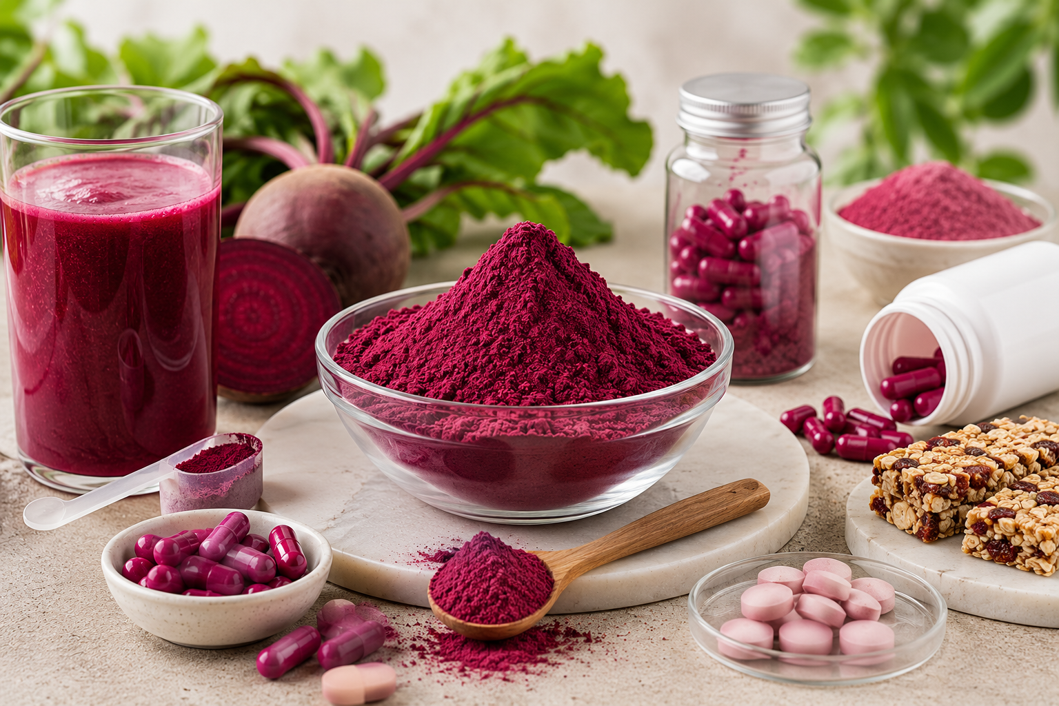 Beetroot powder used in nutraceutical supplements and functional beverages